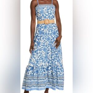 Taylor Blue and White Floral Maxi Dress